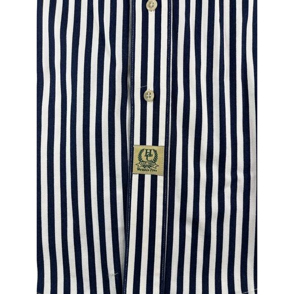 Hunt Club Collection Shirt Mens Large Blue & White Stripes Button Up Collar VTG - Picture 8 of 12